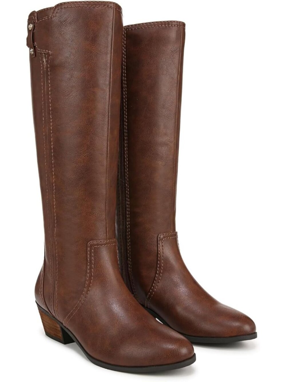 Women's Brown Brilliance Wide Calf Knee High Boots Lightweight Faux Leather